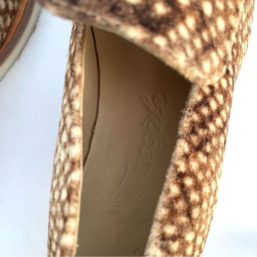Free People Bohemian Western Snake Eyes Brown and White Loafer Slip Ons